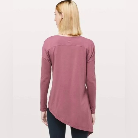 Lululemon To The Point Long Sleeve Shirt 6 Side Tie Misty Merlot Pima Cotton Tee - Picture 9 of 11